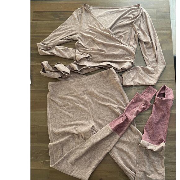 Outdoor Voices Pants - Outdoor Voices Two Piece Yoga Outfit Top M Bottoms L Pink Colorblock